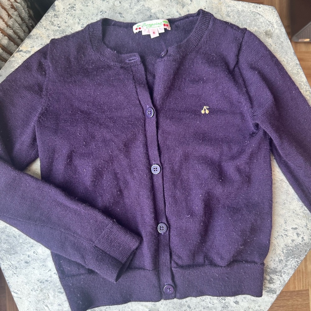 Bonpoint Deep Purple Cardigan